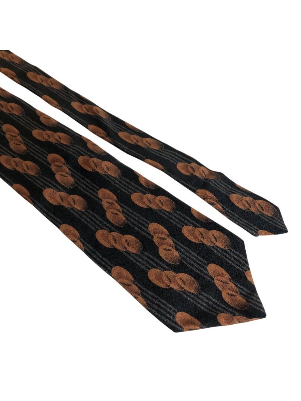 Guy Laroche Black Brown Silk Necktie Abstract Tie Office Work Canada Vintage